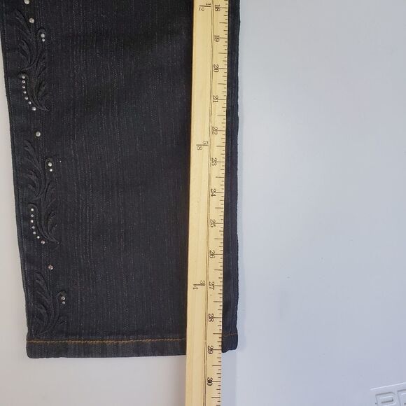 COS Jeans Black Denim Straight Leg Hi-Rise Black Embroidery Sequins Size 8P - Picture 15 of 16